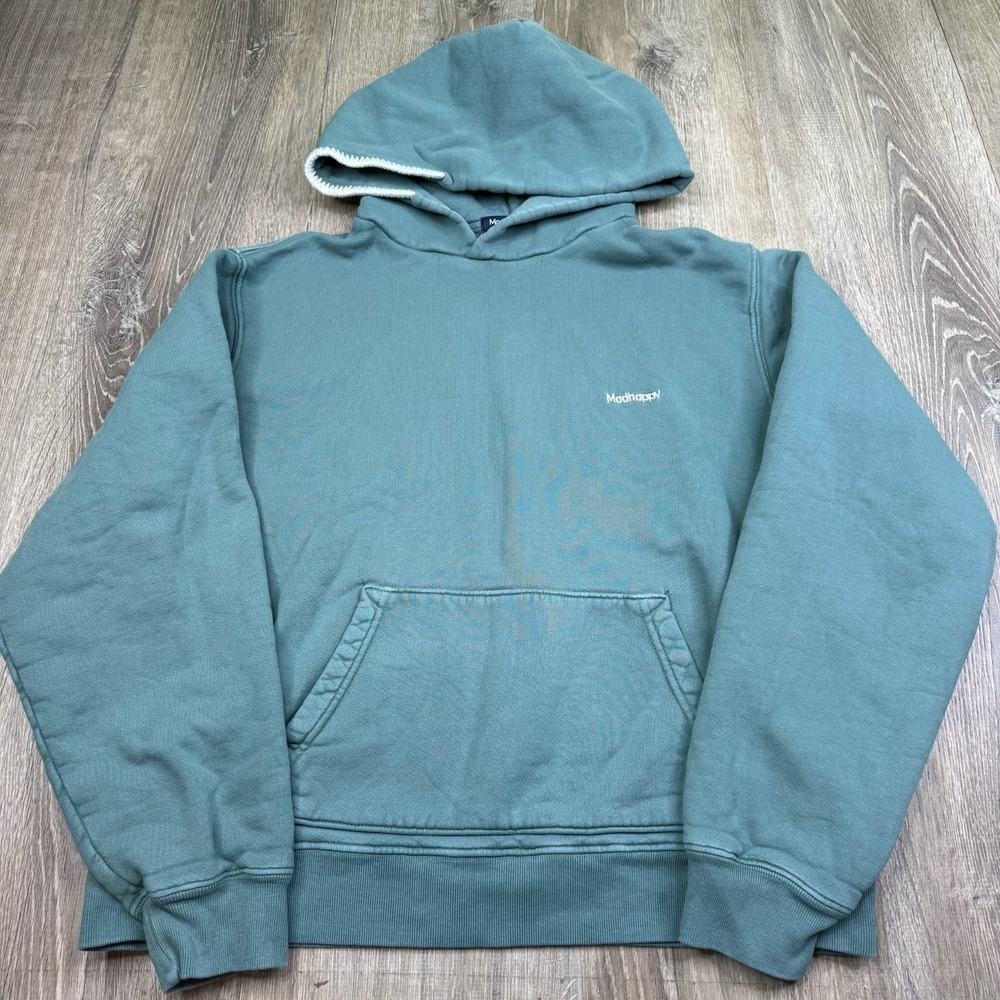 Madhappy Mens Pine Green Kangaroo Pocket USA Made Classic Pullover Hoodie Size S